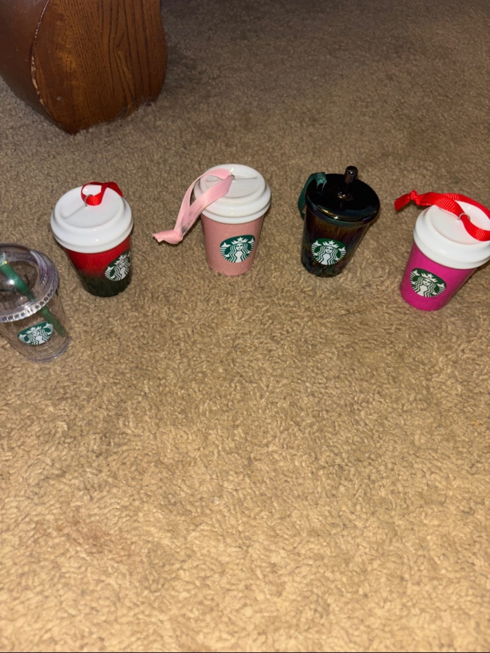 Starbucks Mini Ornament Cups in Red, Pink, Iridescent, Clear, and Hot Pink